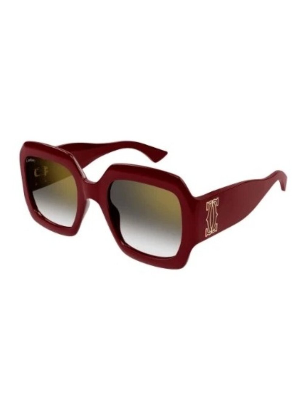 NWT Cartier CT0434S 004 Burgundy Women Square Sunglasses Authentic